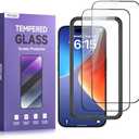 ruwa Screen Protector for iPhone 15 Plus and iPhone 16 Plus [6.7 Inch][4 Pack] Tempered Glass with Easy Installation Frame, HD Clear,Anti-Scratch,Full Coverage