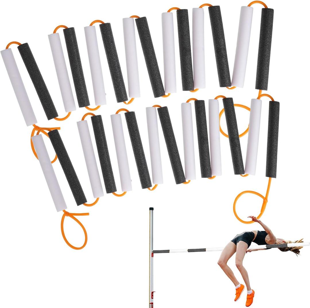 2Pack Elastic Krossband Crossbar,13Ft High Jump Training Equipment,Foldable Gymnastics Bar,Long High Jumping Bungee Elastic Crossbar,Pole Vault Training Jump Bands for High Jump Practice
