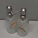 16 oz Diamond Pattern Glass Soap Dispenser, Kitchen and Bathroom Refillable Soap Dispenser with Rust Resistant Stainless Steel Pump for Hand Soap, Lotion Glass Liquid Dispenser(Clear-2pack)