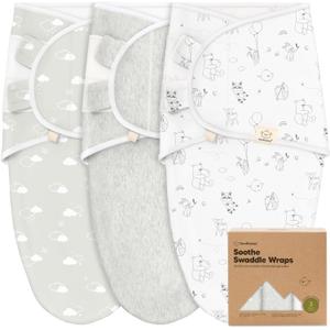 KeaBabies 3-Pack Organic Baby Swaddle Sleep Sacks - Swaddles for Newborns, Infant 0-3 Months, Baby Girls, Boys, Soft & Snug Newborn Sleep Sack, Nursery Swaddling Blankets (Aspire, OS)
