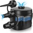 Electric Air Pump for Mattress, Battery Powered Portable Airbed Camping inflatables Paddling Pool Beach Toys, Inflate Deflate air Pumps with 3 Nozzles Quick-Fill Pump/Blow up