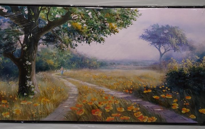 Wall Art Print Tranquil in Frame, Size 24" x 47"