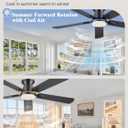 Ceiling Fans with Lights, 52'' Low Profile Ceiling Fan with Light and Remote/APP Control, Dimmable, Qiuet DC Motor, Flush Mount Ceiling Fan for Indoor Bedroom Living Room, Black