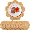10 Set 13.8 Inch Round Woven Rattan Placemats Plate Chargers, Scalloped Edge Rattan Place Mats, Boho Farmhouse Braided Straw Table Mats for House Warming Gifts Dining Table Decor, Party