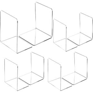 Yulejo 8 Pcs Clear Acrylic Bookends Heavy Duty Book End L Shaped Dividers Book Stopper for Shelves Office Library Home Movies Cds File