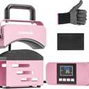 Hat Press, Mini Heat Press Machine for Caps, T-Shirt & More, Curved Heating Plate and Silicone Base, Fast Heating, No Crease, LCD Digital Temperature & Timer Control-Pearl Powder