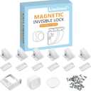 6 Pack Magnetic Cabinet Locks Baby Proofing - Child Safety Cabinet Latch Locks with Adhesive, No Drill or Tools Installation, for Cabinets Drawers Doors