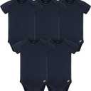 Gerber baby-boys Pack of 5 Onesies Multi-packs Bundle Interlock 180 Gsm (3-6 Months, Navy)