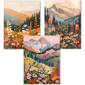 Mountain Diamond Art Kits for Adults - 3 Pack Landscape Flowers Diamond Painting for Beginners, Diamond Dots Round 5D Full Drill Paintings with Diamonds Gem Art and Crafts Home Decor 12x16inch