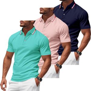 TAFLE 3 Pack Men's Polo Shirts Quick-Dry Short Sleeve Athletic Polo Shirts Moisture Wicking T Shirt Business Casual Golf Shirts (XXL)