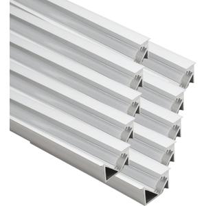 JARBIH 3.3ft/1M LED Recessed Aluminum Profiles, 10 Packs YW Shape 45 Oblique Beam Invisible Cabinet Light, Milky Cover Channel Wine Cabinet Hard Bar Strip Light(Silver)