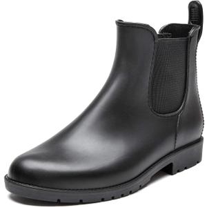 DKSUKO Snow Women's Warm Chelsea Ankle Winter Rain Boots Waterproof Chevonne Boot (8.5, Black)
