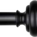 Curtain Rods for Windows 48 to 84 Inch (4-7 Feet), Black 1'' Diameter Drapery Rods with End Cap Style Design,Modern Adjustable Heavy Duty Curtain Rod, Size: 16''-88''
