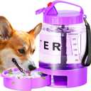 77oz Large Dog Water Bottle Portable - Dog Travel Water Dispenser with Large Bowl, Ideal for Hiking, Camping, Travelling, Outdoor Portable Pet Bottle, Purple