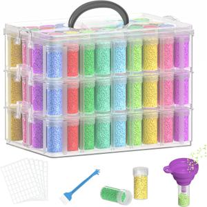 3-Tier Diamond Painting Storage Box,156 Slot Diamond Art StorageSuitable for Pills, Seed, DIY Diamond Art Storage Containers