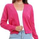 Urban CoCo Women's Long Sleeve V-Neck Open Front Shrugs Soft Knit Sweater Cardigan (Pink, M)