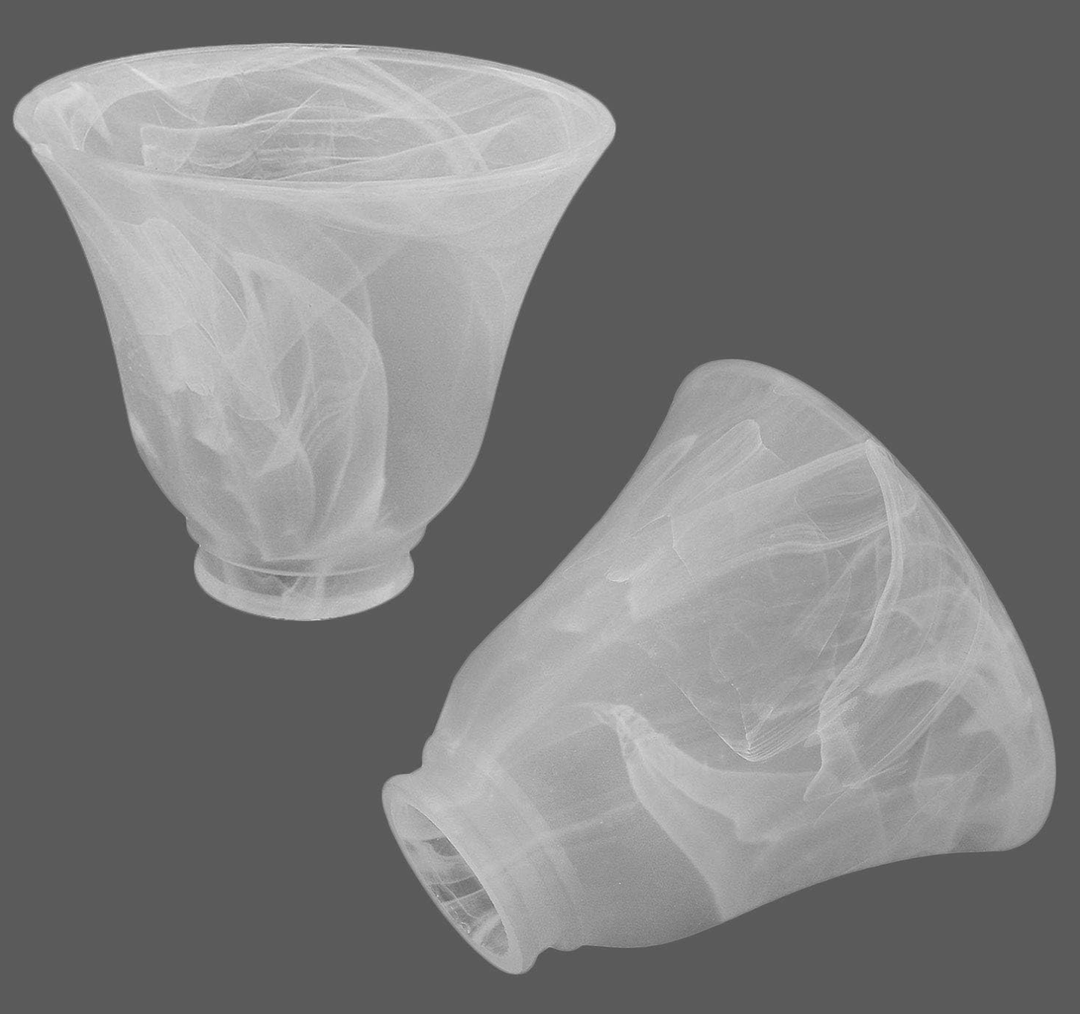 Anmire 2 Pack Alabaster Glass Shade, Bell Shaped Light Fixture Replacement Globe or Cover with 21/8Inch Fitter for Ceiling Fan Light Chandelier Wall Sconce, G0009