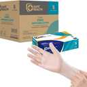 Safe Health Vinyl Disposable Gloves, Food Grade, Latex Free, Powder Free, Clear, 3 Mil, Housework, Cleaning (Clear 1 Case of 1000 Pcs-Small)