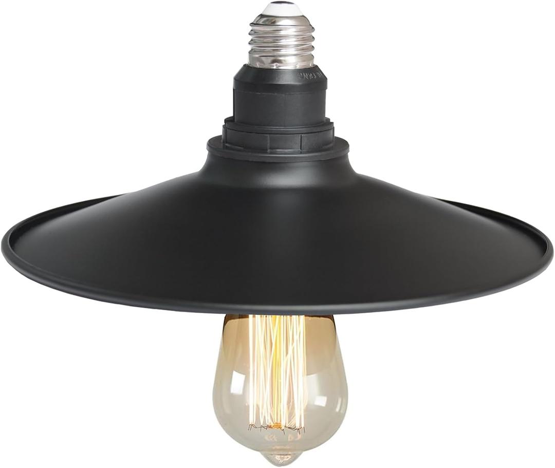 1PCS E26 to E26 Industrial Ceiling Light Fixture E26 Base Screw-in Vintage Black Light Fixture for Kitchen Island Farmhouse Bar Entryway Hallway Foyer