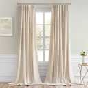 MIULEE Back Tab Cream Beige Curtains 102 Inch Long 2 Panels Set for Living Room Bedroom, Ivory Rod Pocket/Pinch Pleated Light Blocking Thermal Insulated Room Darkening Floor to Ceiling Blackout Drapes