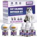 Cat Calming Pheromone Diffuser, Cat Anxiety Relief Diffuser Plug in Calmer with 2 Diffusers & 4 Refills, Reduce Cat Anxiety, Cat Fighting, Urine Marking, Scratching & Stress 48ml/Bottle for All Cats