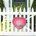 Mothers Day Wooden Wreaths for Front Door Funny Best Mom Welcome Sign Pink Floral Butterfly Decor Happy Mother's Day Decorations for Home Party