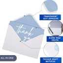 100 Bulk Light blue Thank You Cards with white Envelopes and stickers - 4 Minimalistic Designs Blank Thank You Notes with Envelopes for business Wedding Bridal Gift Baby Shower Business Graduation