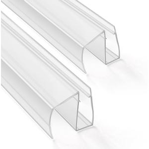 Bathroom Framless Shower Glass Door Bottom Seal Strip, 2PCS 36 Inch Long PVC Clear Seal Strips for 3/8"(10MM) Glass Door, to Stop Water Leakage
