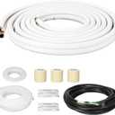 25 Ft Mini Split Line Set, 1/4" & 3/8" O.D. Twin Copper Tubing Insulated Coil Copper Pipes HVAC for Mini Split AC and Heating Equipment