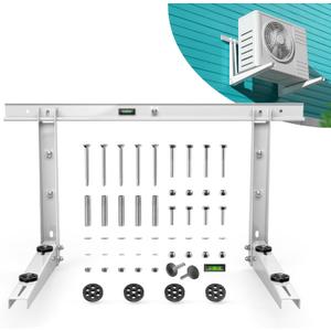 Heavy-Duty Outdoor Mini Split Wall Mount Bracket 9000 - 36000 BTU | Weatherproof Mini Split Mounting Bracket | Includes Drill Bit & Anti-Vibration Pads | Max 450lb Capacity
