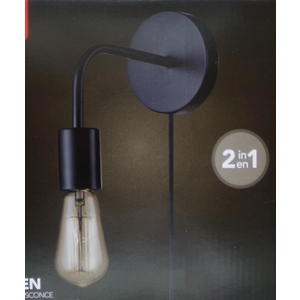Globe Electric Holden 1-Light Matte Black Plug-In or Hardwire Wall Sconce