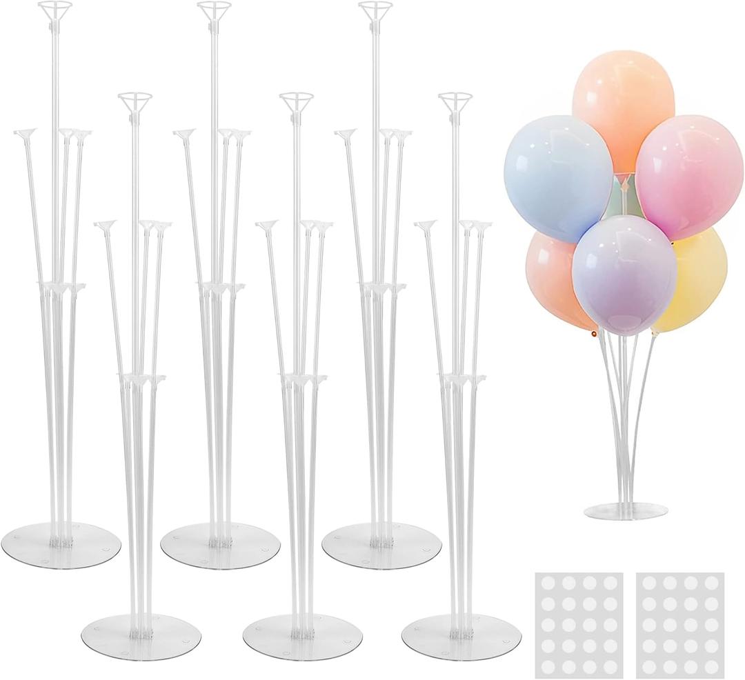 JOYYPOP 6 Sets Balloon Stand Kit, Balloon Sticks with Base Birthday Graduation Party Decorations Wedding (White)