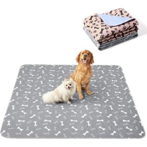 Eterish Reusable Washable Pee Pads for Dogs Extra Large 47'' x 47'' 2 Pack, Absorbent Pet Puppy Dog Training Pads Non-Slip, Waterproof Whelping Potty Pads for Dogs Leak-Proof (Grey & Khaki)