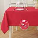 JIALE Rectangle Tables Cloth, Waterproof Stain Resistant Tablecloth, Wrinkle Free Farmhouse Dining Table Cover, Soft Fabric Table Cloths for Dinner/Party/Holiday, 52 X 70 Inch, Red