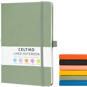 Blank Journal Notebook for Women & Men, 192 Pages College Blank Notebook for Writing Note Taking Work, 100 GSM Thick Paper Hardcover Leather Leather Sketchbook - Medium 8" x 5.7" (Dotted, Green)