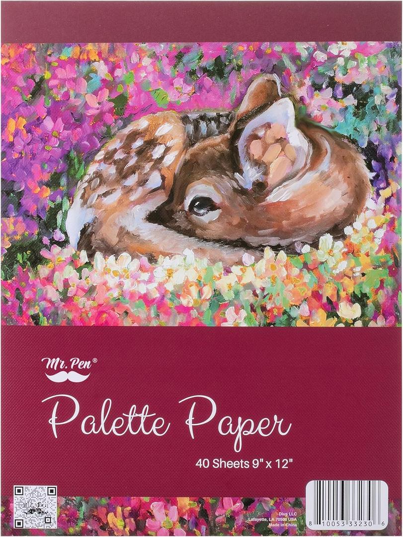2 x Mr. Pen- Disposable Paint Palette Paper Paint Pad, 9"x12", 40 Sheets, Acrylic Paint Paper, Suitable for Watercolor, Gouache, Acrylic and Oil Paints, Tear-Off Palette Sheets for Painting