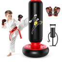 QPAU Kids Punching Bag Toy with Boxing Gloves, 66 Inch Larger Stable Kids Inflatable Boxing Bag Set, Gifts for Boys & Girls Age 6-12, for Practicing Karate, Taekwondo, MMA