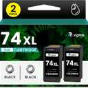 74XL Black Ink Cartridges Replacement for HP 74XL Ink Cartridge for DeskJet D4260 D4280 D4360 Photosmart C4280 C4250 C5200 C5280 OfficeJet J5740 J5780 J6450 J6480 Printer 74 Ink, 2 Pack Black CB336WN