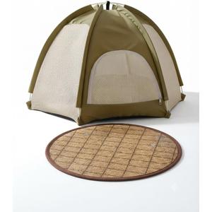 Cat Tent Bed, Foldable Breathable Pet Camping Tent for Cats & Small Dogs, Semi-Enclosed Outdoor Indoor Cat Bed with Cooling Mat, Pop Up Portable Travel Cat House (Green)