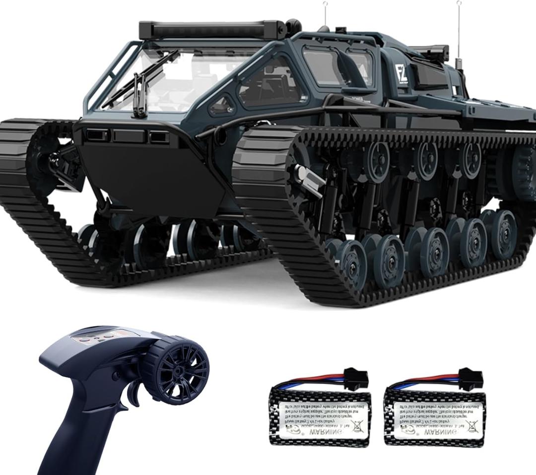 XINGRUI 1:16 Scale Remote Control Car Military Crawler Off-Road RC Tank with 4WD, Adjustable Speed/Steering, 2 Batteries & Openable Doors – All-Terrain RC Truck for Kids Adults, Birthday Gifts