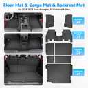 Floor Mats & Cargo Liner for 2018-2025 Jeep Wrangler JL Unlimited 4X4 4 Door Accessories Backrest Mat 2 Row Liner Set All Weather TPE 3D Cargo Mat for Wrangler JL Accessories 6PCS(Not for 4XE)