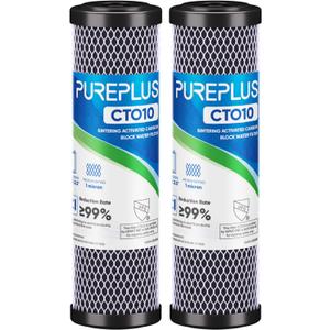 1 Micron 2.5" x 10" Whole House CTO Carbon Water Filter Cartridge Replacement for Under Sink Water Filter System, Dupont WFPFC8002, WFPFC9001, FXWTC, SCWH-5, WHEF-WHWC, WHCF-WHWC, AMZN-SCWH-5, 2Pack
