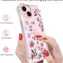 Hungo Compatible for iPhone 15 Case Floral Flower Cute Clear Design, Girly for Women Girls Floral Transparent Pink Anemones