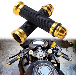 Universal 7/8" 22mm Motorcycle Handlebar Grips - Gel Rubber Compatible with Chopper, Cruiser, Street, Dirt Bike (Gold)