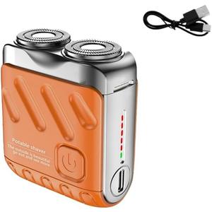 Mini Portable Electric Razor for Men, Travel Beard with Double-Ring Blades, USB Rechargeable Waterproof Mini Shaver, Magnetic Cover, Lightweight Compact Electric Shaver for Home & Travel