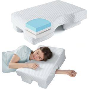Side Sleeper Pillow with Arm Hole - Adjustable Shoulder Pillow for Side Sleepers, Memory Foam Pillow Provides Support & Reduces arm Pressure, Cooling Arm Pillows, Rotator Cuff Pain Relief (White)