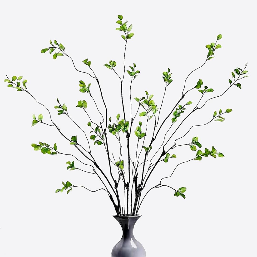 4 Pcs Artificial Ficus Branches Faux Eucalyptus Stems, 47.2 Inch Fake Greenery Stems Realistic Touch Faux Branches for Vase for Office Home Wedding Vase Filler Decoration
