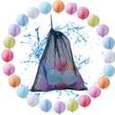 Reusable Water Balloons Water Balls Latex-Free Soft Silicone Water Splash Ball with Portable Mesh Bag Summer Outdoor Play Pool Party Backyard Fun Water Toys (24 Pack)
