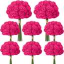72 Pcs Hot Pink Hydrangea Artificial Flowers, Round Floral Bouquet for Home Decor, Wedding, Party, and Seasonal Decoration, Realistic Fake Flowers for Centerpieces, Aisle, Table Arrangements