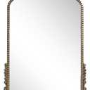 Vintage Baroque Arched Mirror - Traditional Ornate Antique Brass Wood Frame - 24"X32" - Perfect for Entryway, Fireplace, Living Room, Hallway, Bathroom